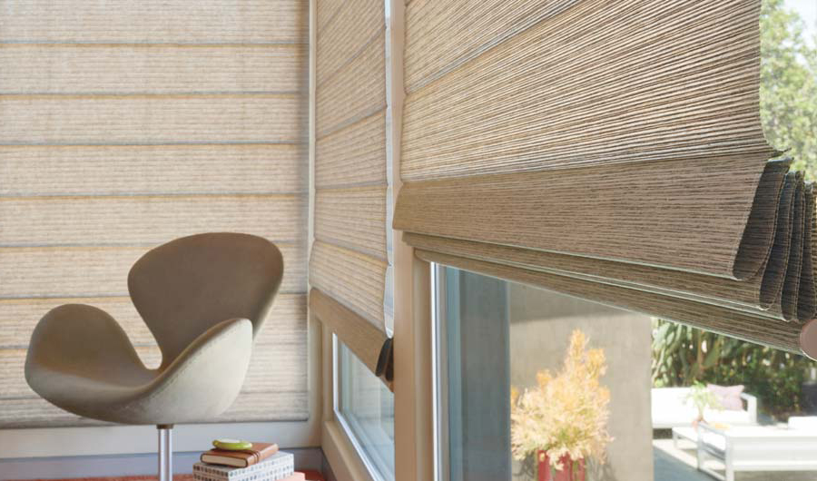 woven roman and roller shades